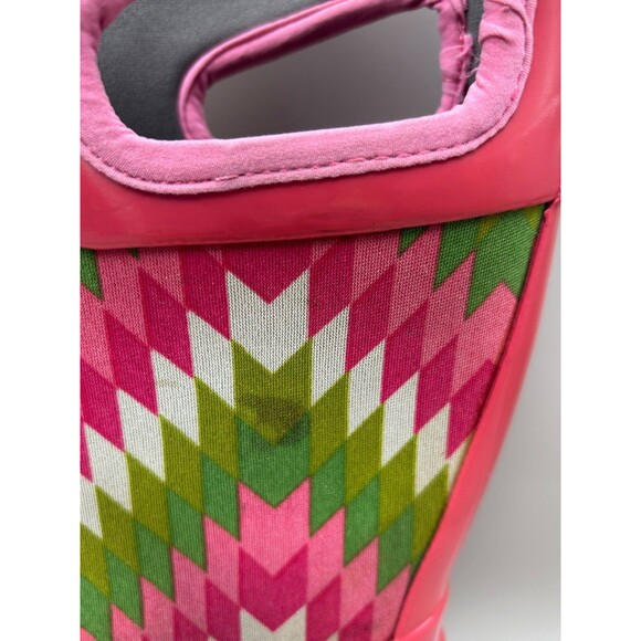 Bogs Rain Boots Kids Pink Green NH Native Pattern Waterproof 71841 YTH Size 4 - Picture 11 of 13